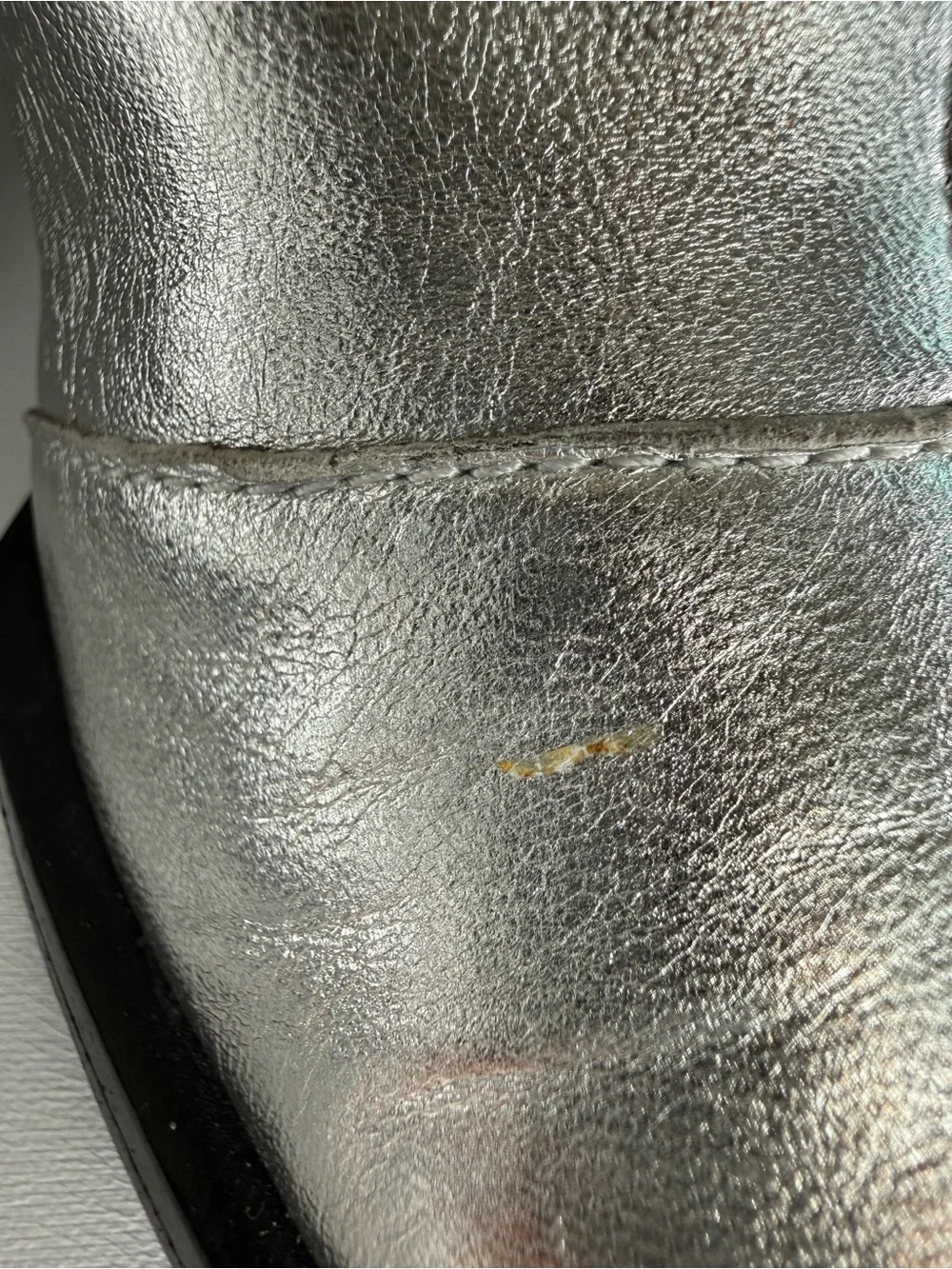 Rag & Bone Silver Metallic Block Heeled Chelsea Ankle Boots Booties Size 36.5